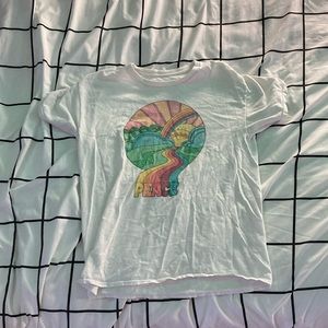 White, Rainbow Graphic Design Tee